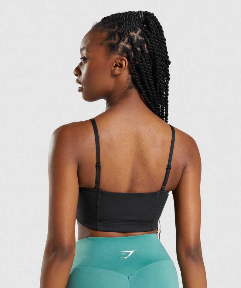 Staniki Sportowe Gymshark Bandeau Damskie Czarne | PL 714UKH